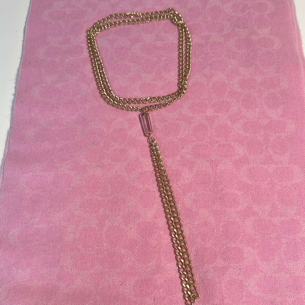 Gold Chain Necklace with Glass Pendant.